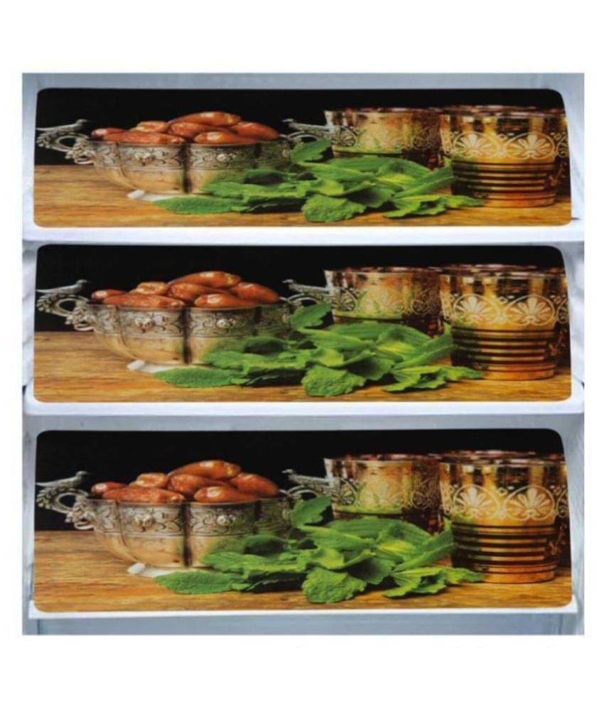 Multicolor PVC Fridge Mats (Pack of 3) Multicolor PVC Fridge Mats (Pack of 3)