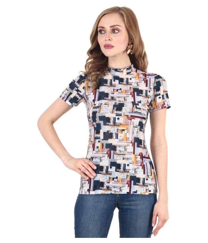 POPWINGS Women's Polyester Regular Top ( Multicolor ) POPWINGS Women's Polyester Regular Top ( Multicolor )