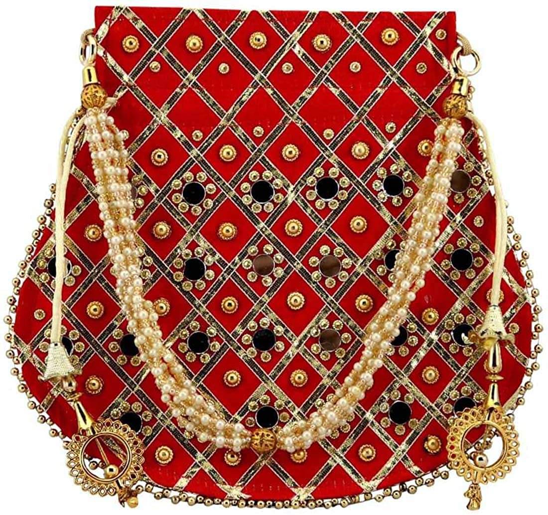     			Raj Red Silk Potli