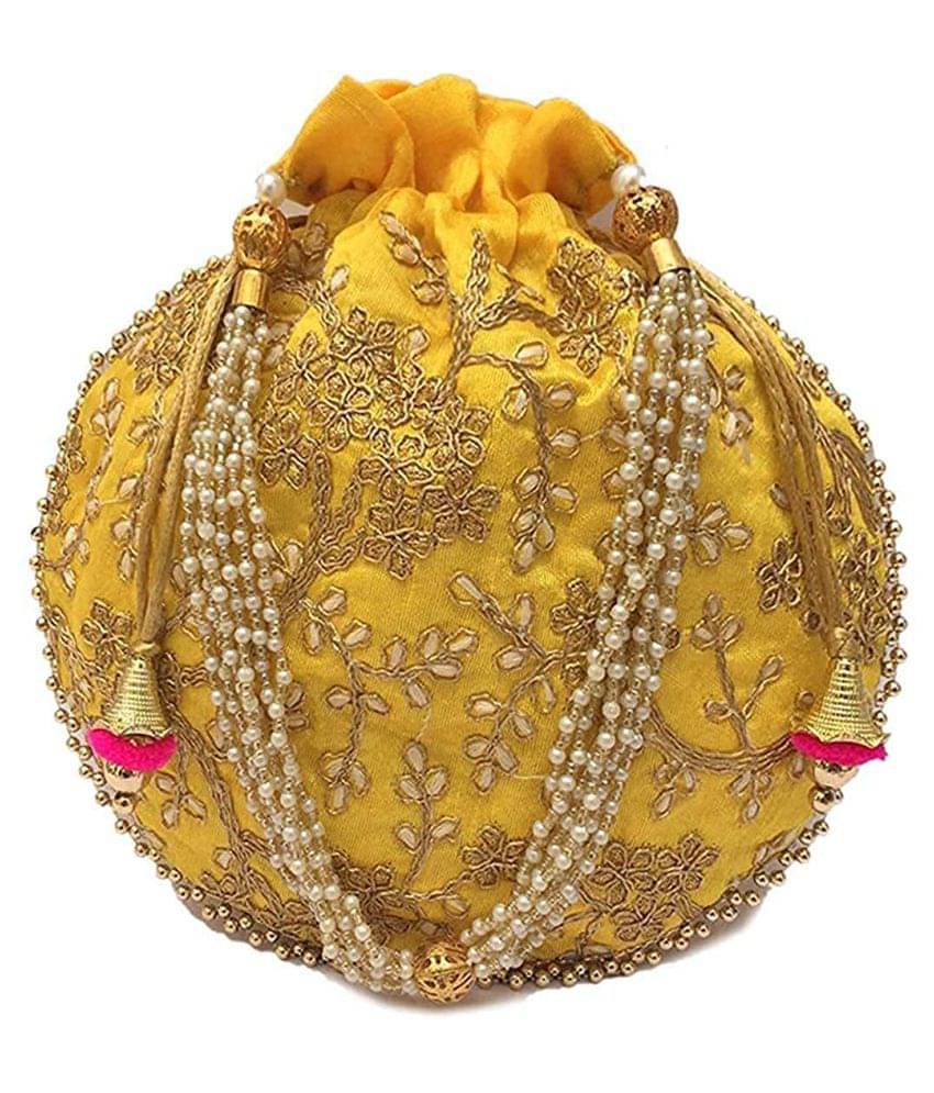     			Raj Yellow Silk Potli