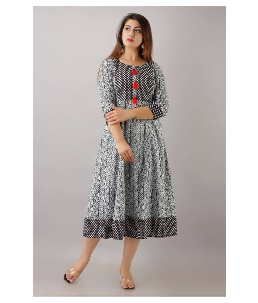 SVARCHI Women Cotton Ethnic Dress ( White )