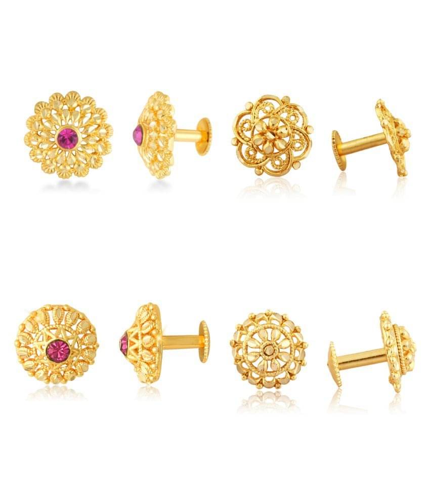 1gm Gold Plated Traditional Daily and Festive wear Alloy Gold Plated Stud Earring Combo set for Women and Girls ( Pack of- 4 Pair Earrings) 1gm Gold Plated Traditional Daily and Festive wear Alloy Gold Plated Stud Earring Combo set for Women and Girls ( Pack of- 4 Pair Earrings)