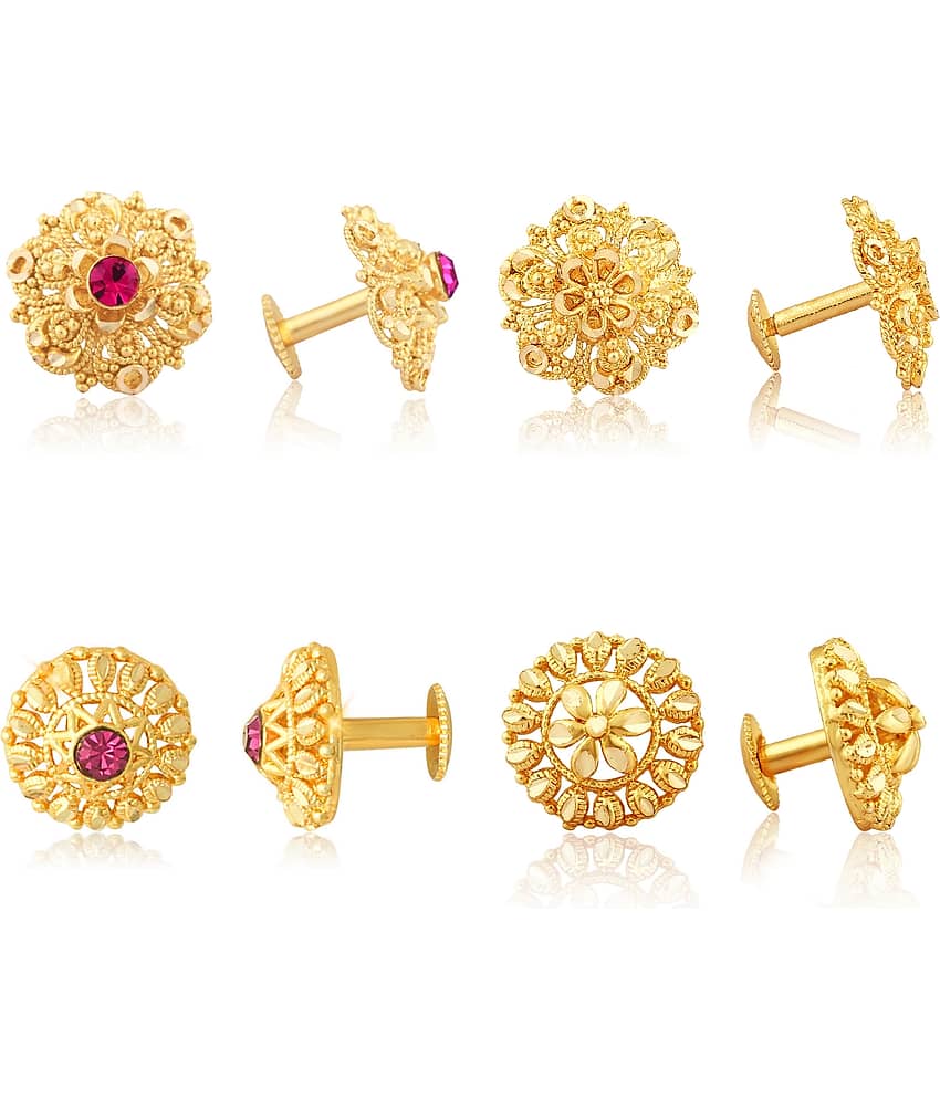 1gm Gold Plated Traditional Daily and Festive wear Alloy Gold Plated Stud Earring Combo set for Women and Girls ( Pack of- 4 Pair Earrings) - Earrings | Buy online on ZillyBuy