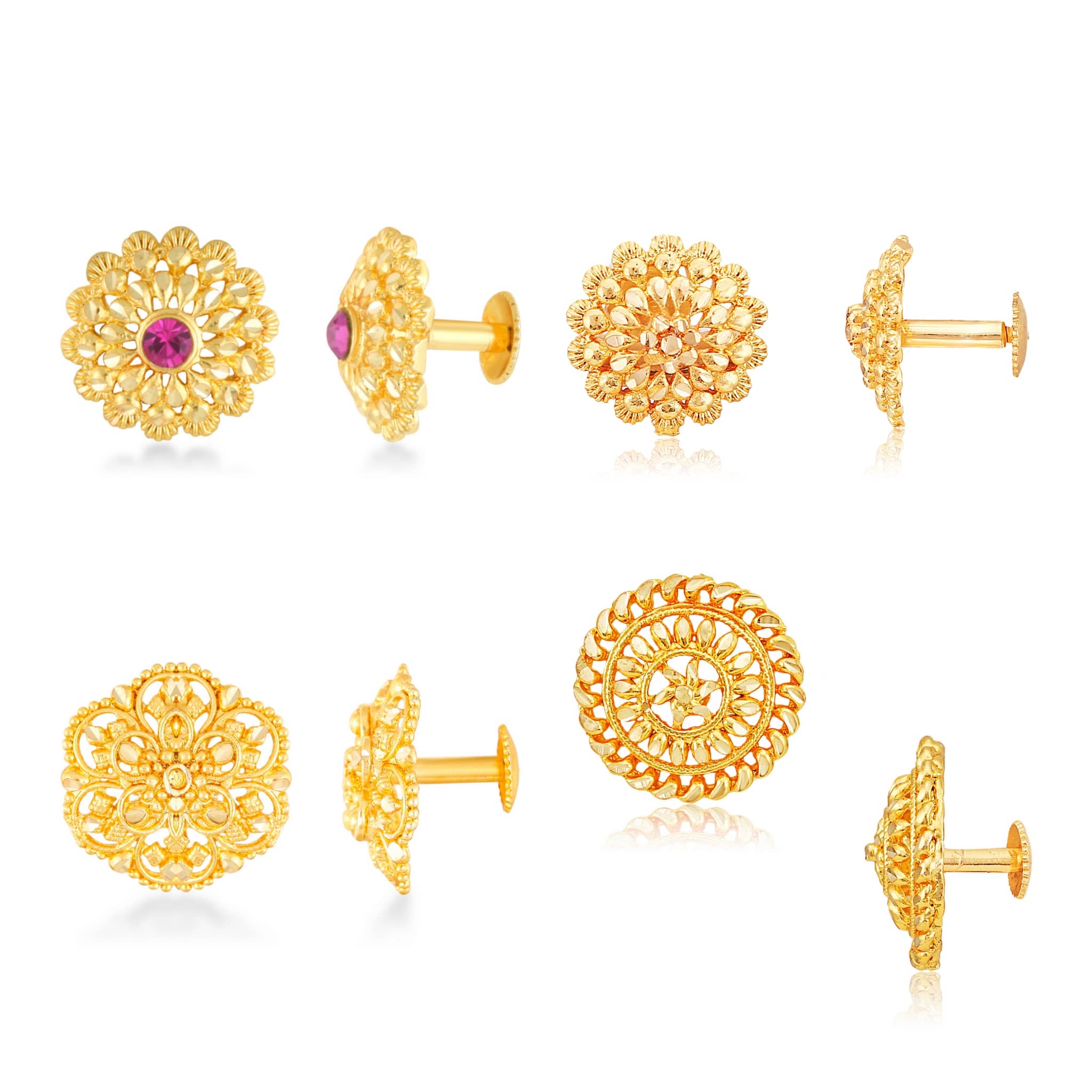 Vighnaharta - Golden Stud Earrings ( Pack of 1 ) - Earrings | Buy online on ZillyBuy