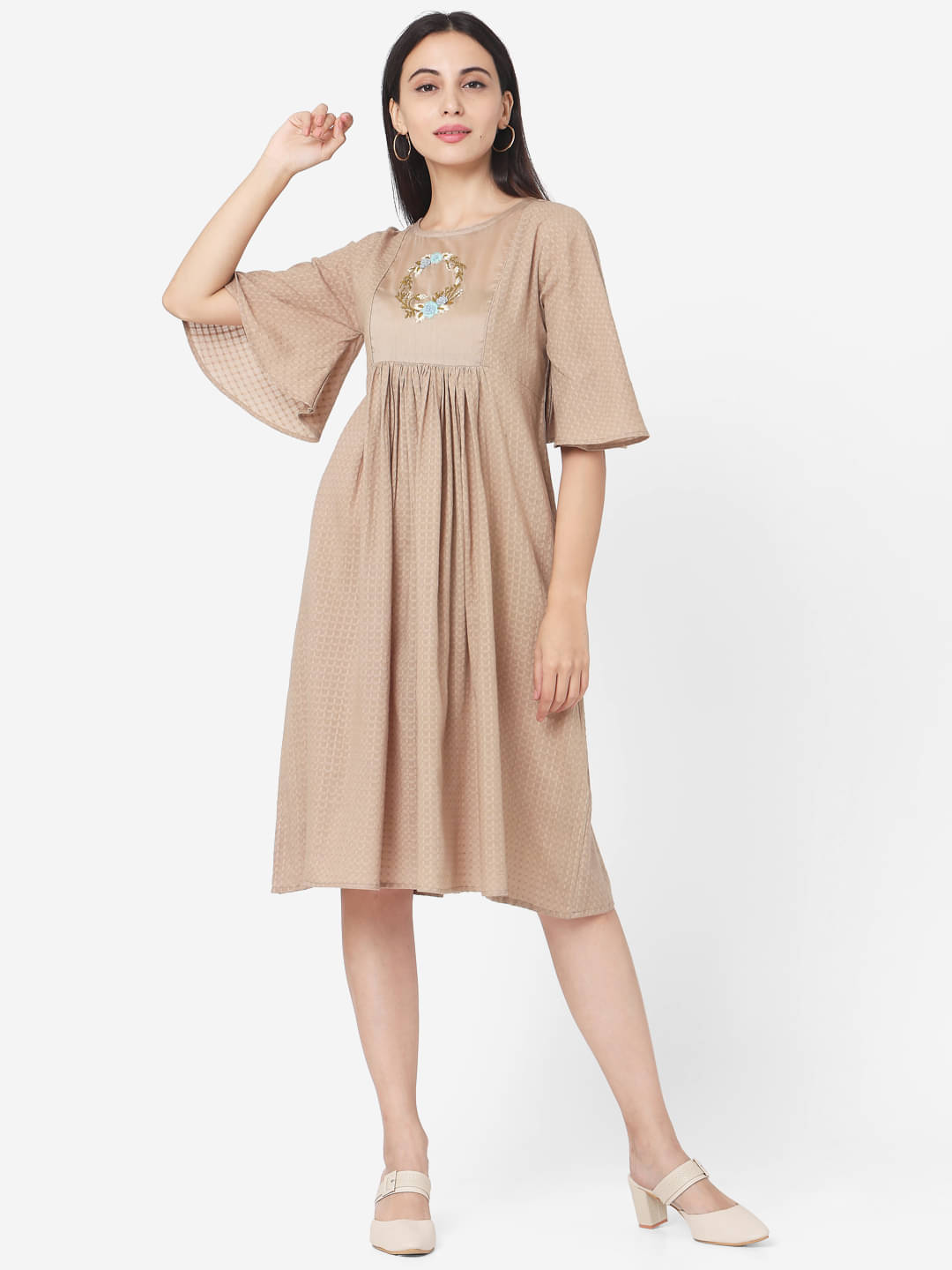     			Aarrah - Green Cotton Women's Flared Kurti