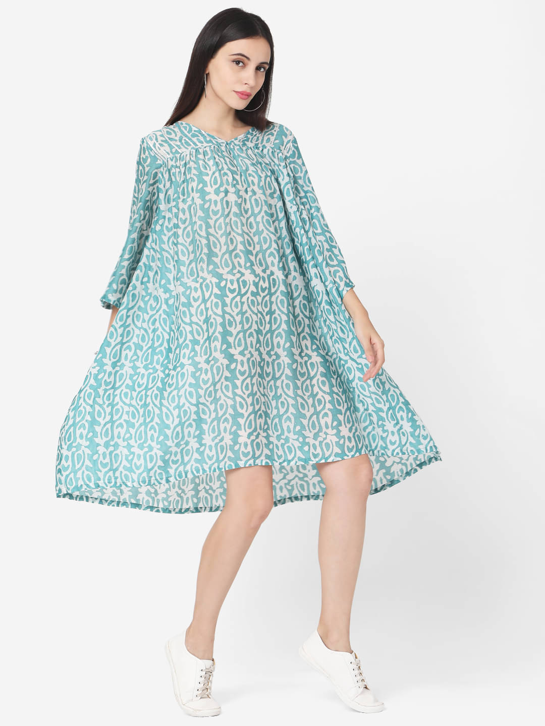     			Aarrah - Green Cotton Women's Flared Kurti