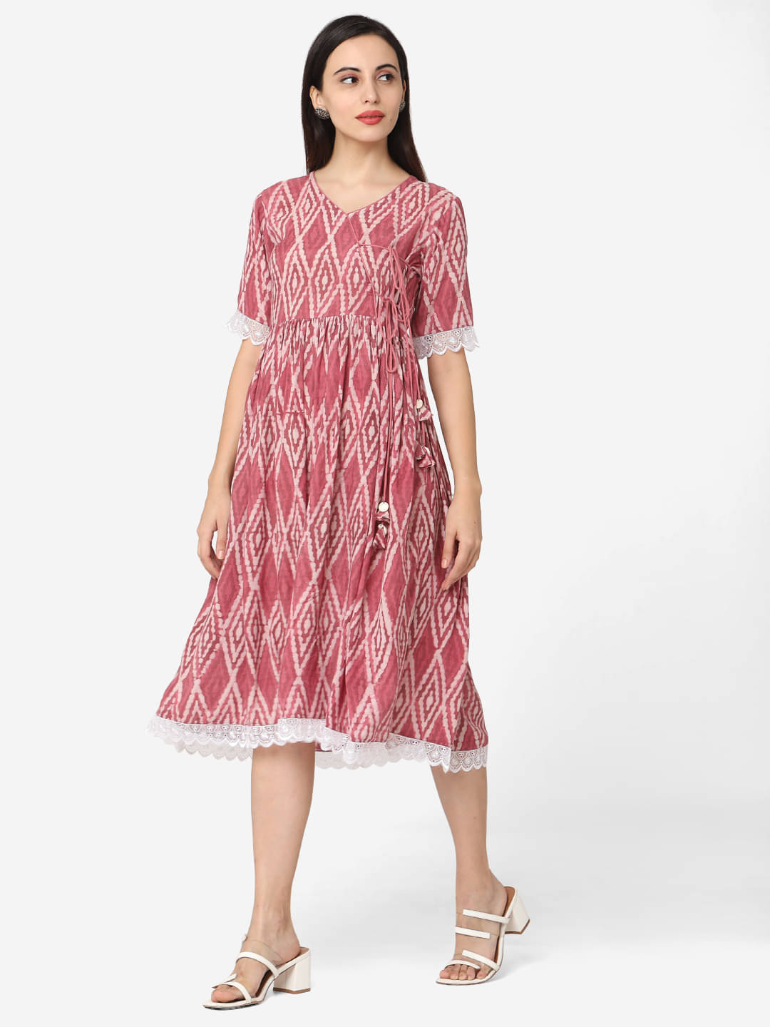     			Aarrah - Pink Cotton Women's Flared Kurti