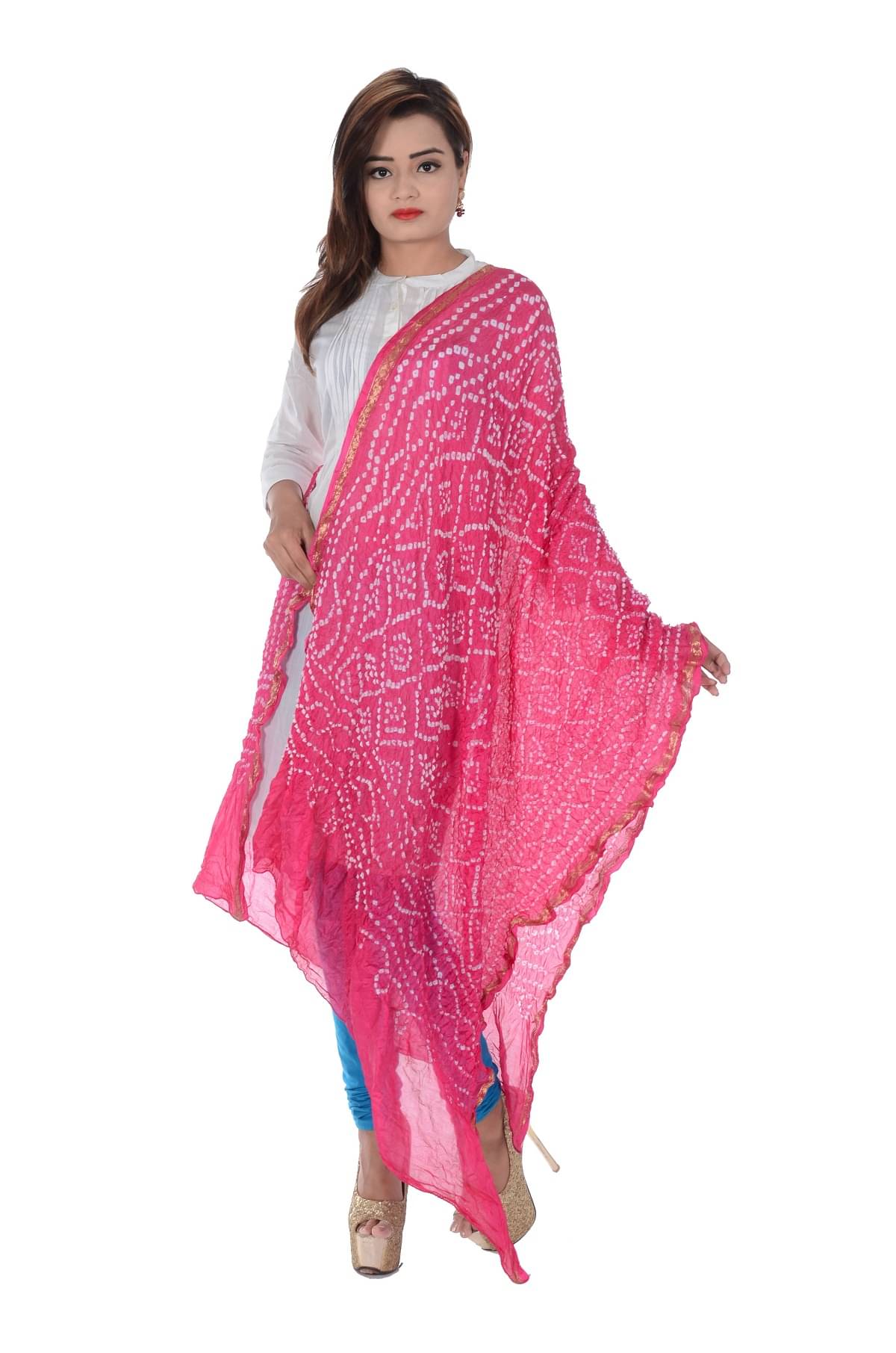     			Apratim Pink Art Silk Tie & Dye Dupatta