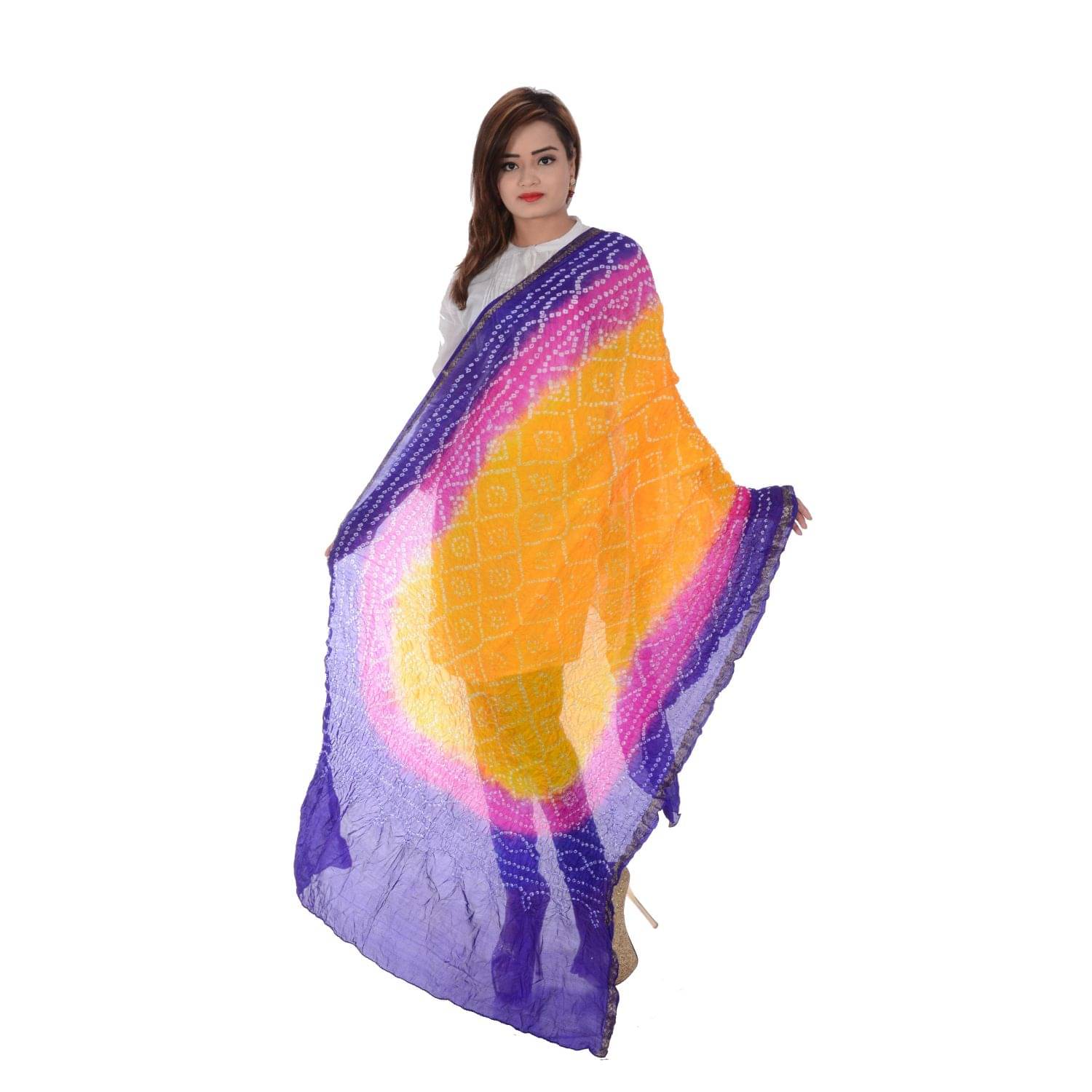     			Raj Multicoloured Art Silk Bandhej Dupatta