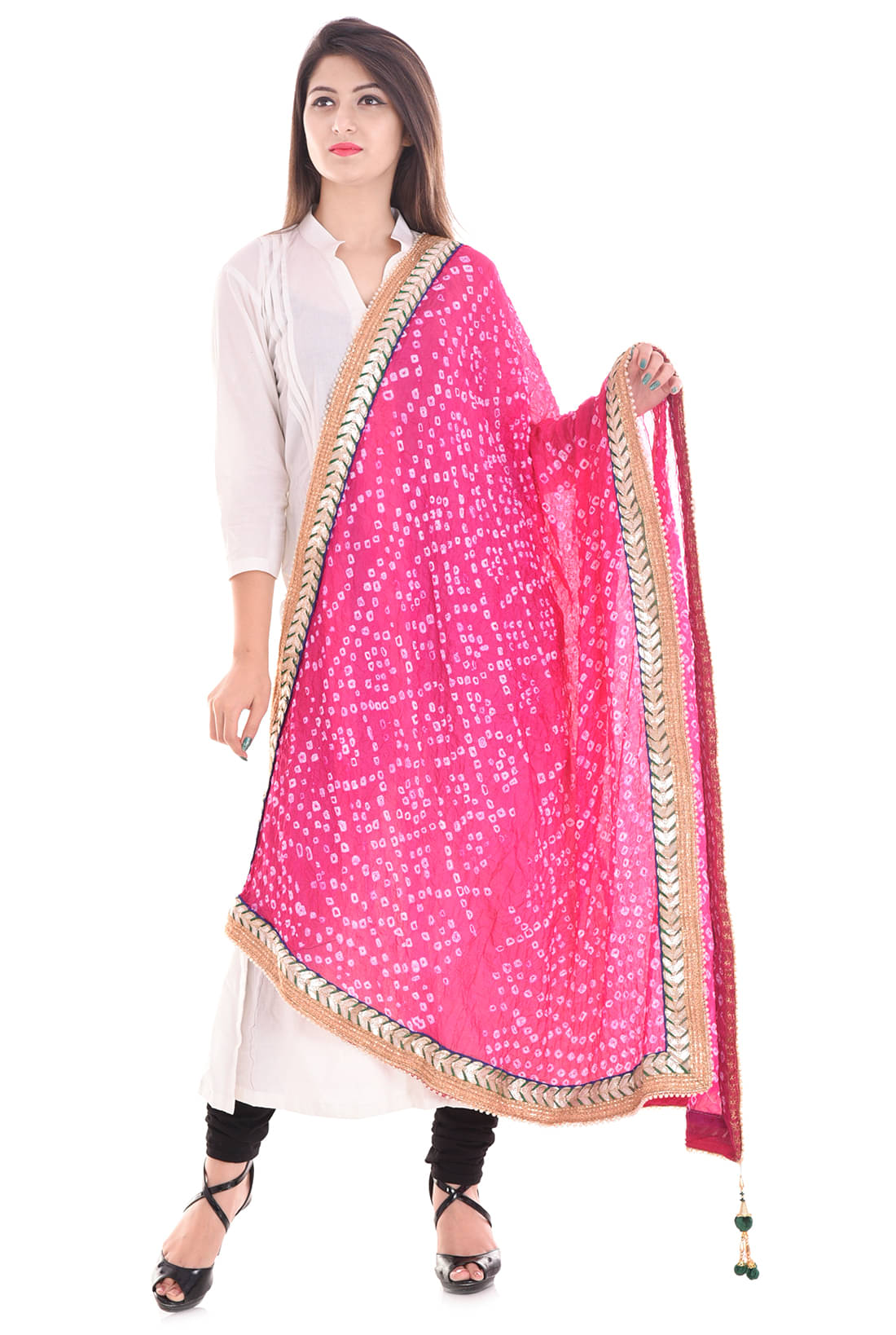 Raj Pink Art Silk Tie & Dye Dupatta Raj Pink Art Silk Tie & Dye Dupatta