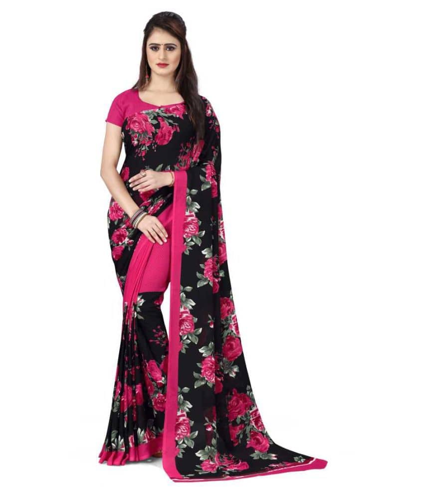 ANAND SAREES Georgette Printed Saree With Unstitched Blouse Piece ( Multicolor ) - Sarees | Buy online on ZillyBuy