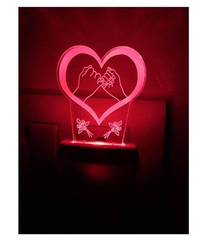 UKANI 3D ILLUSION NIGHT LAMP WITH 7 COLOR CHANGING LIGHT Multi HEART LOVE CUPLE Night Lamp Multi - Pack of 1 UKANI 3D ILLUSION NIGHT LAMP WITH 7 COLOR CHANGING LIGHT Multi HEART LOVE CUPLE Night Lamp Multi - Pack of 1
