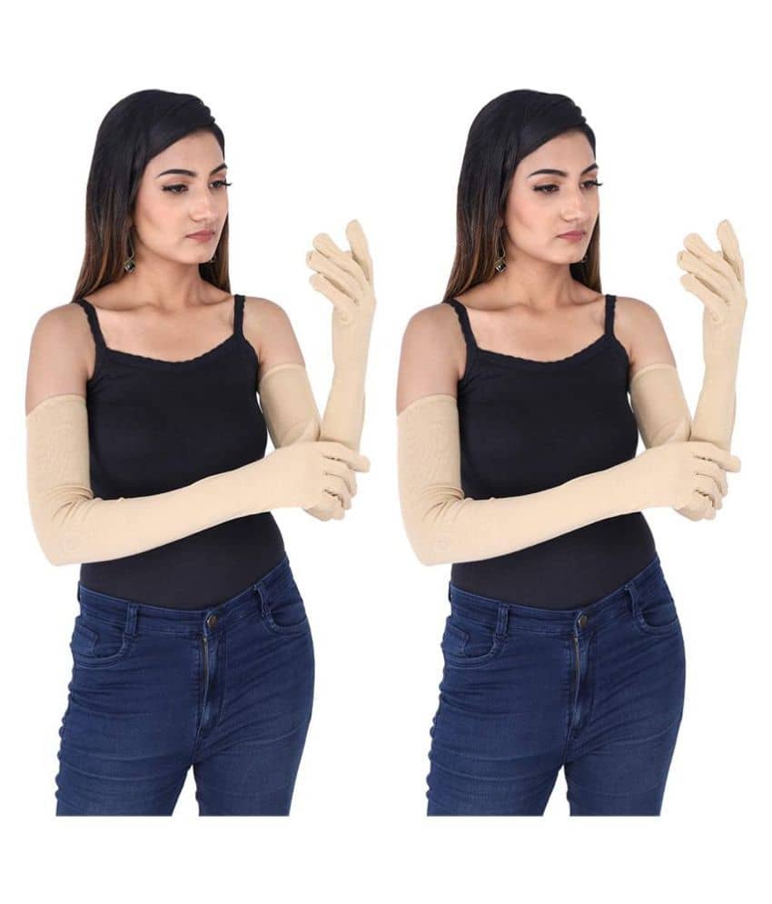 HF LUMEN Unisex Skin Black Full Cotton Gloves Protect Skin From Sun/Dust/Pollution (Pack Of 2 Pair) - Dupattas & Shawls | Buy online on ZillyBuy