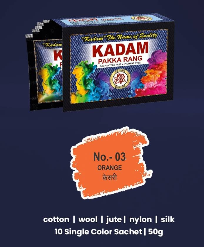     			KADAM Fabric Dye Colour, Shade 03 Orange, Pack of 10 Single Color Pouches