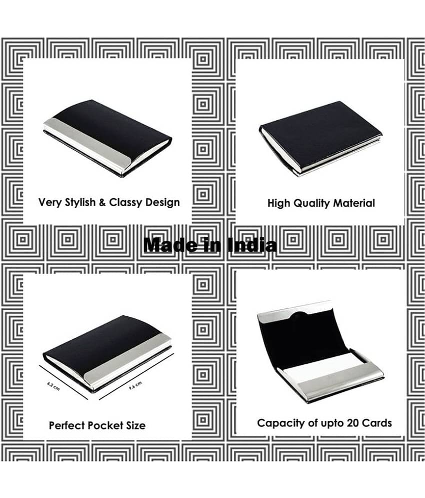 Multicolor Artificial Leather Professional Looking Debit/Credit/Business/Visiting Card Holders for Men and Women Set of 2 (upto 10 Cards Capacity)