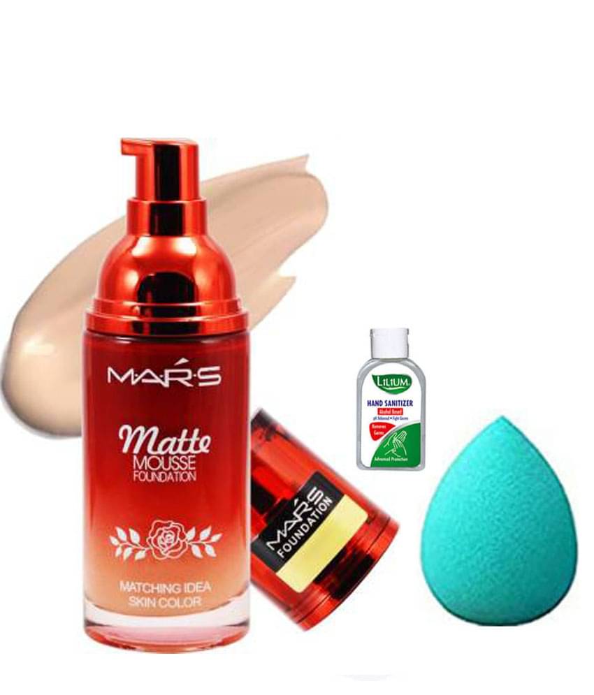 Adbeni Combo - Matte Mousse Foundation With Beauty Blender,(GC1384) Makeup Kit Pack of 3 125 Adbeni Combo - Matte Mousse Foundation With Beauty Blender,(GC1384) Makeup Kit Pack of 3 125