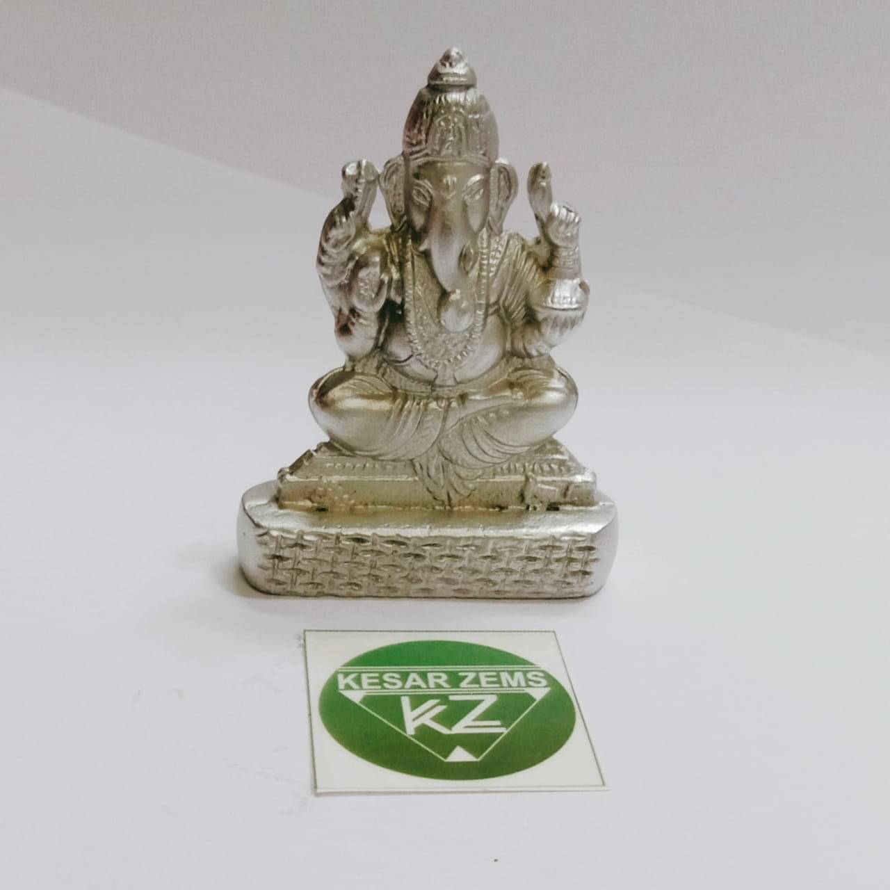     			KESAR ZEMS Mercury Lord Ganeshji Idol Parad Statue For Temple & Home Decor (5.5 x 2 x 6 Cm, Silver) 107Gm