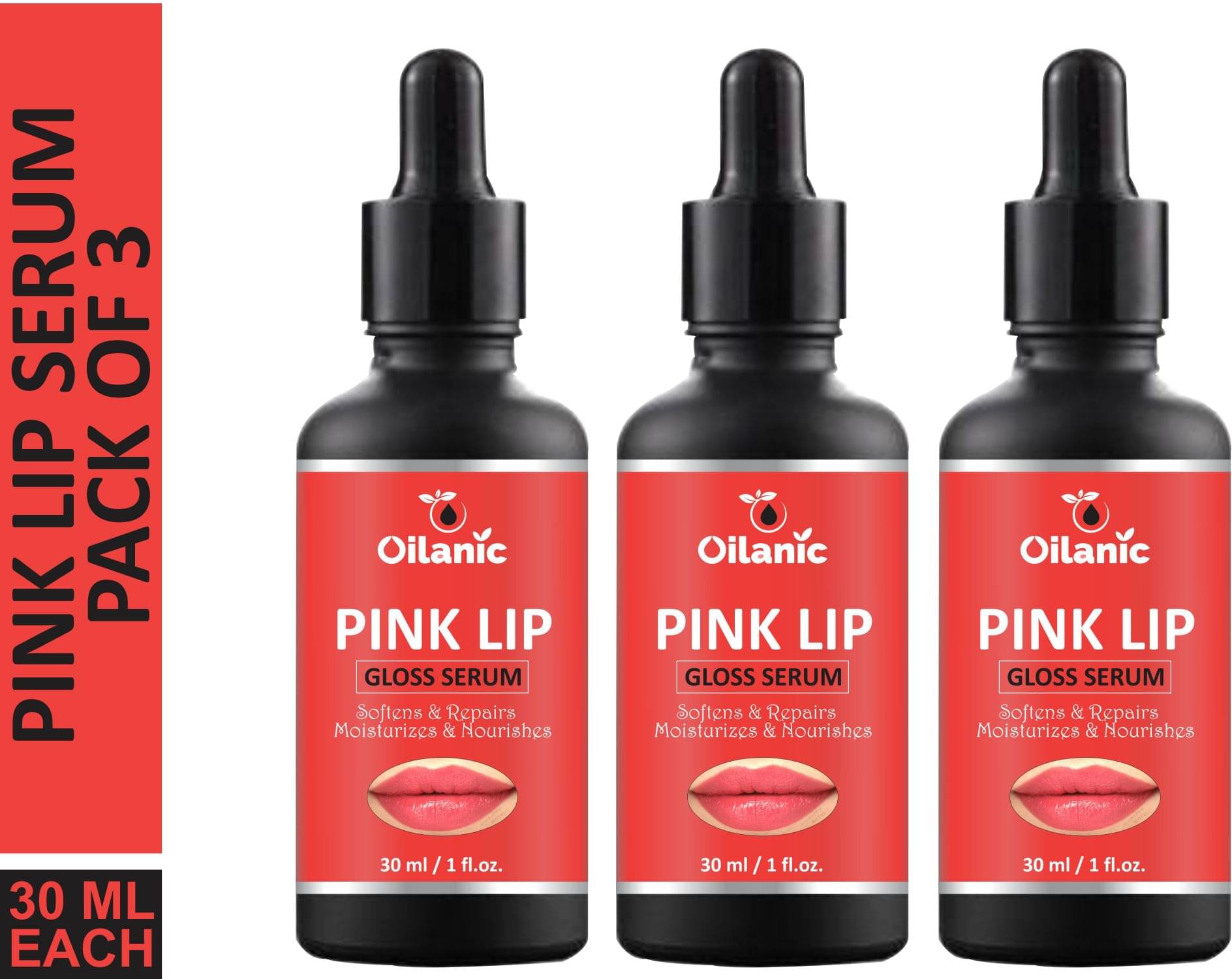 Oilanic Premium Pink Lip Gloss Serum For Soft and Natural Pink Lips Face Serum 90 mL Pack of 3 Oilanic Premium Pink Lip Gloss Serum For Soft and Natural Pink Lips Face Serum 90 mL Pack of 3