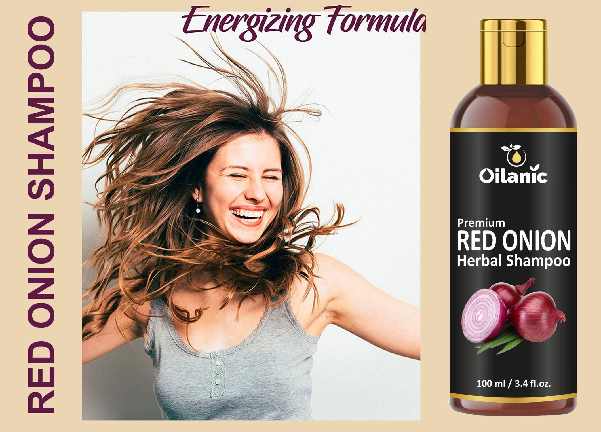     			Oilanic  Red Onion Shampoo - For Hair Growth & Anti Hair Fall Shampoo 200 mL Pack of 2