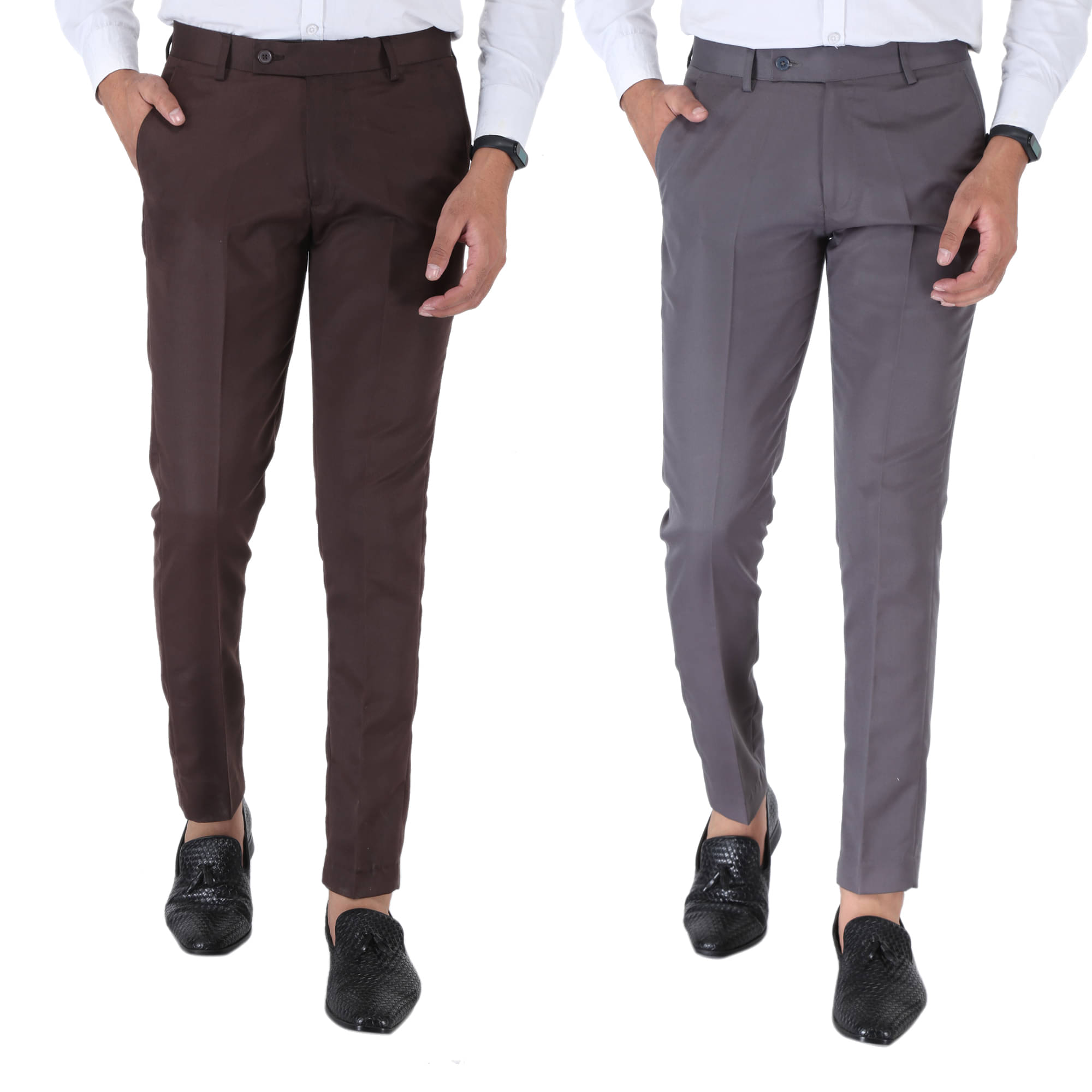     			SREY - Coffee Polycotton Slim - Fit Men's Chinos ( Pack of 2 )
