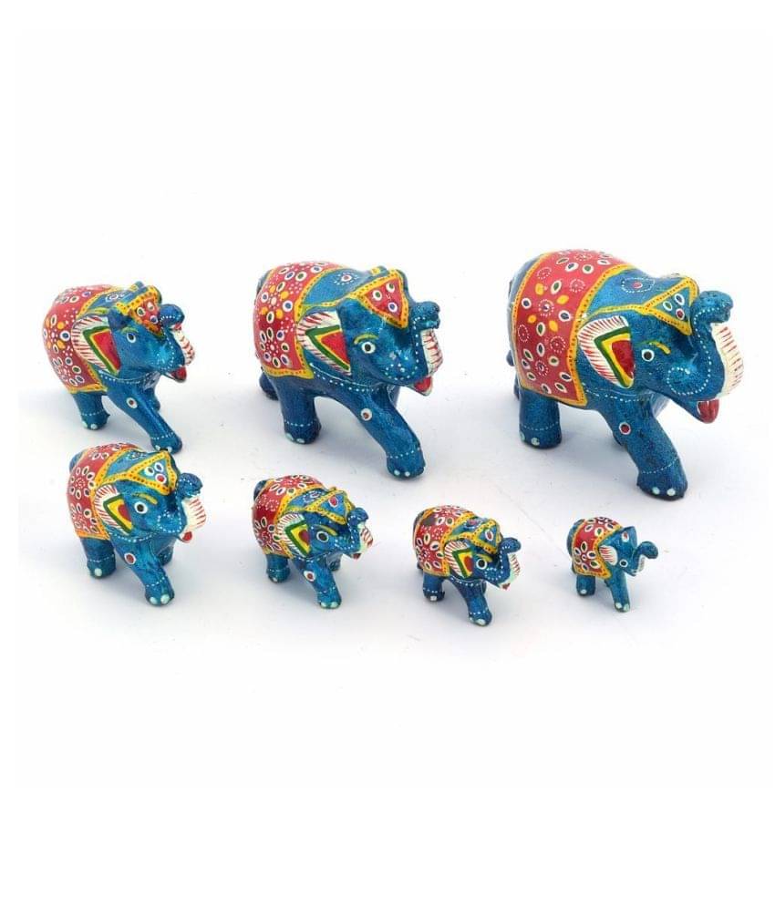 Vivan Creation Blue Paper Mache Handicraft Showpiece - Pack of 7 Vivan Creation Blue Paper Mache Handicraft Showpiece - Pack of 7