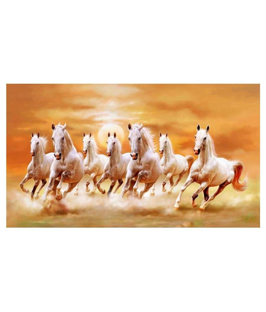     			American Noti Vastu 7 Lucky Horse Paper Wall Poster Without Frame