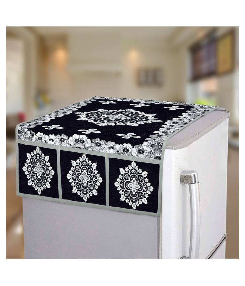     			E-Retailer - Black Polyester Fridge  Top Cover (Pack of 1)