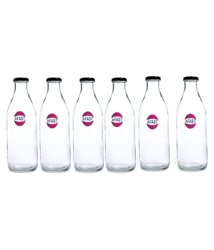     			Afast Glass Storage Bottle, Clear, Pack Of 6, 1000 ml