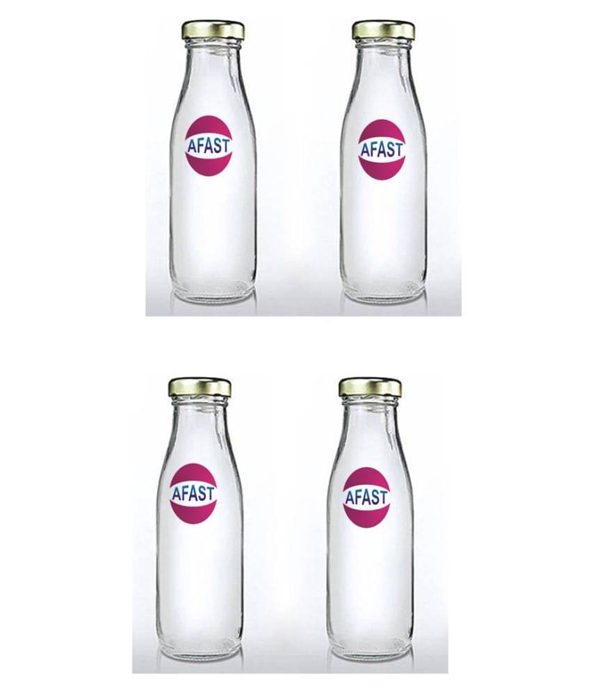     			Afast Glass Storage Bottle, Clear, Pack Of 4, 300 ml