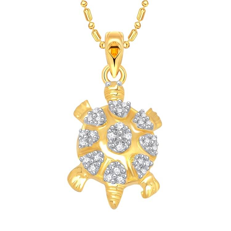     			Vighnaharta Tortoise CZ Rhodium Alloy Pendant for Men Women - [VFJ01115PG]