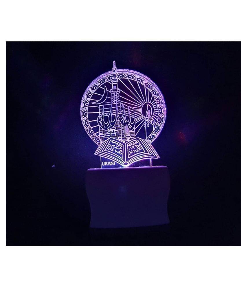 UKANI 3D Islamic Design Night Lamp Fo Home/Gift (Size 3 Inch) Night Lamp Multi - Pack of 1 UKANI 3D Islamic Design Night Lamp Fo Home/Gift (Size 3 Inch) Night Lamp Multi - Pack of 1