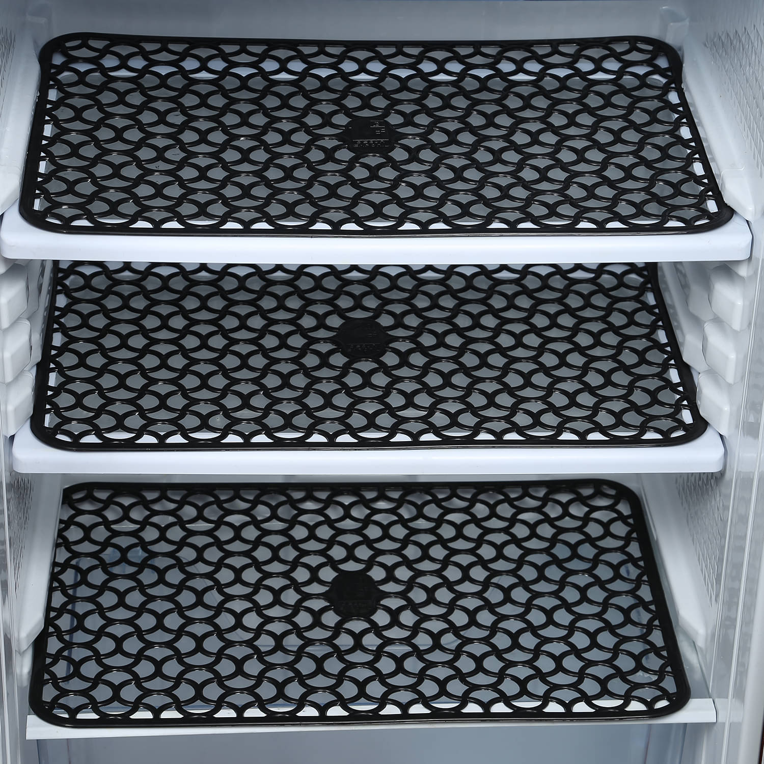     			E-Retailer Set of 3 PVC Black Fridge Mats