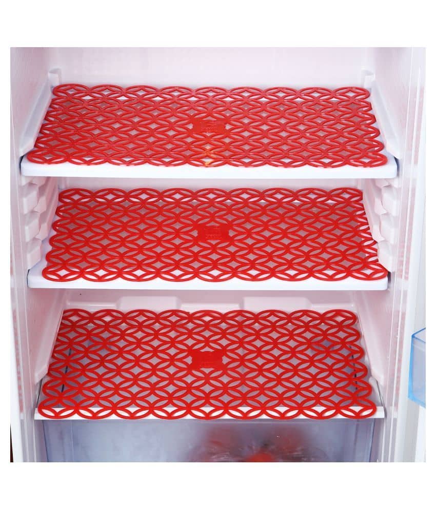 E-Retailer Set of 3 PVC Red Fridge Mats