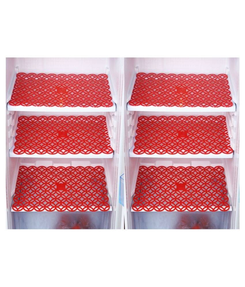 E-Retailer Set of 6 PVC Red Fridge Mats E-Retailer Set of 6 PVC Red Fridge Mats