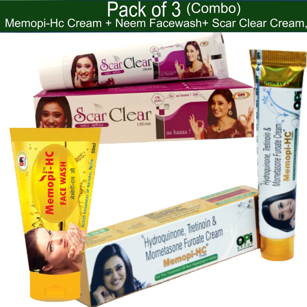 Memopi HC NIGHT CREAM + SCAR CLEAR +NEEM FACEWASH BB & CC Cream 80GM gm