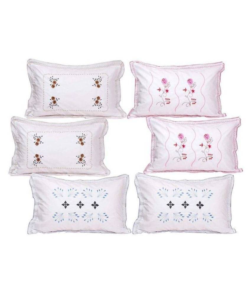     			MAHALUXMI COLLECTION Pack of 6 White Pillow Cover