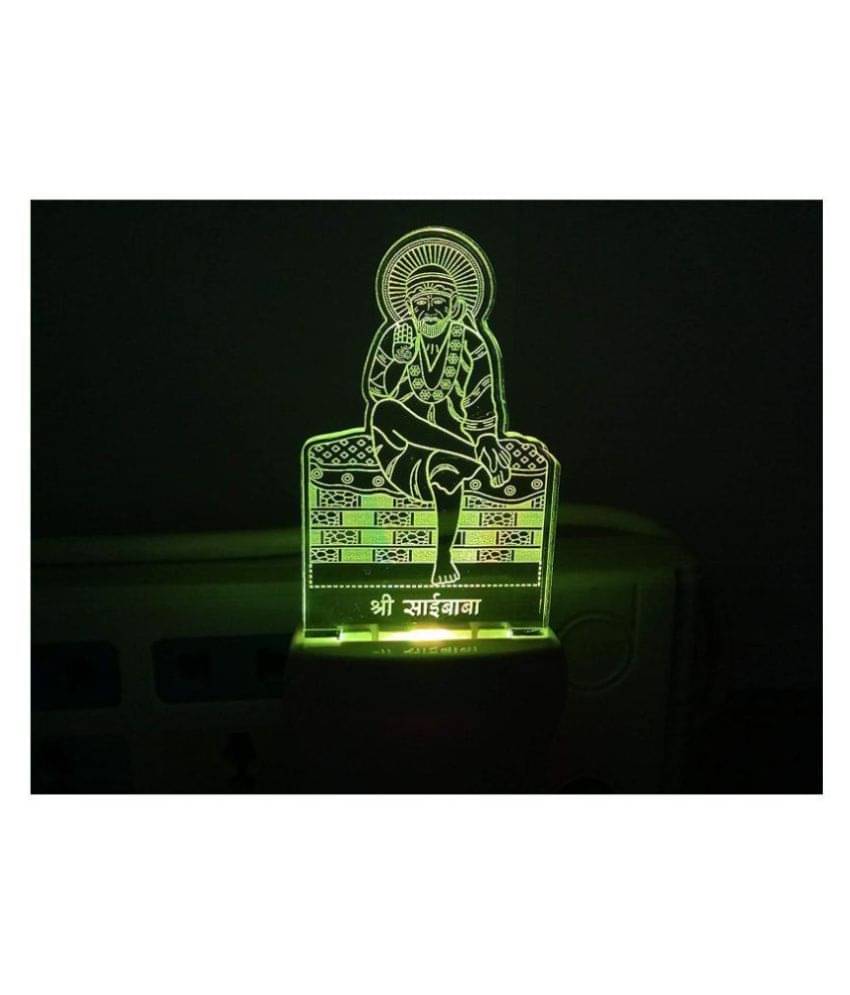 UKANI 3D Illusion Sai Baba Design Night Lamp with 7 Color Changing Light Night Lamp Multi - Pack of 1 UKANI 3D Illusion Sai Baba Design Night Lamp with 7 Color Changing Light Night Lamp Multi - Pack of 1