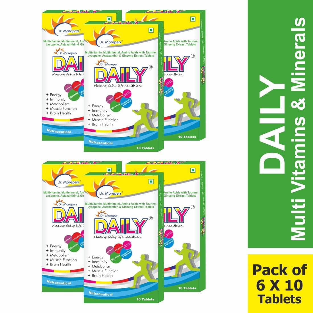     			Dr. Morepen Daily Multivitamin(Immunity Booster) & Mineral Tablets 180 gm Multivitamins Tablets Pack of 6
