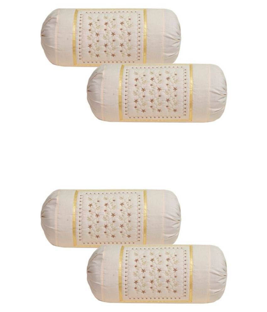     			MAHALUXMI COLLECTION Pack of 4 Peach Pillow Cover