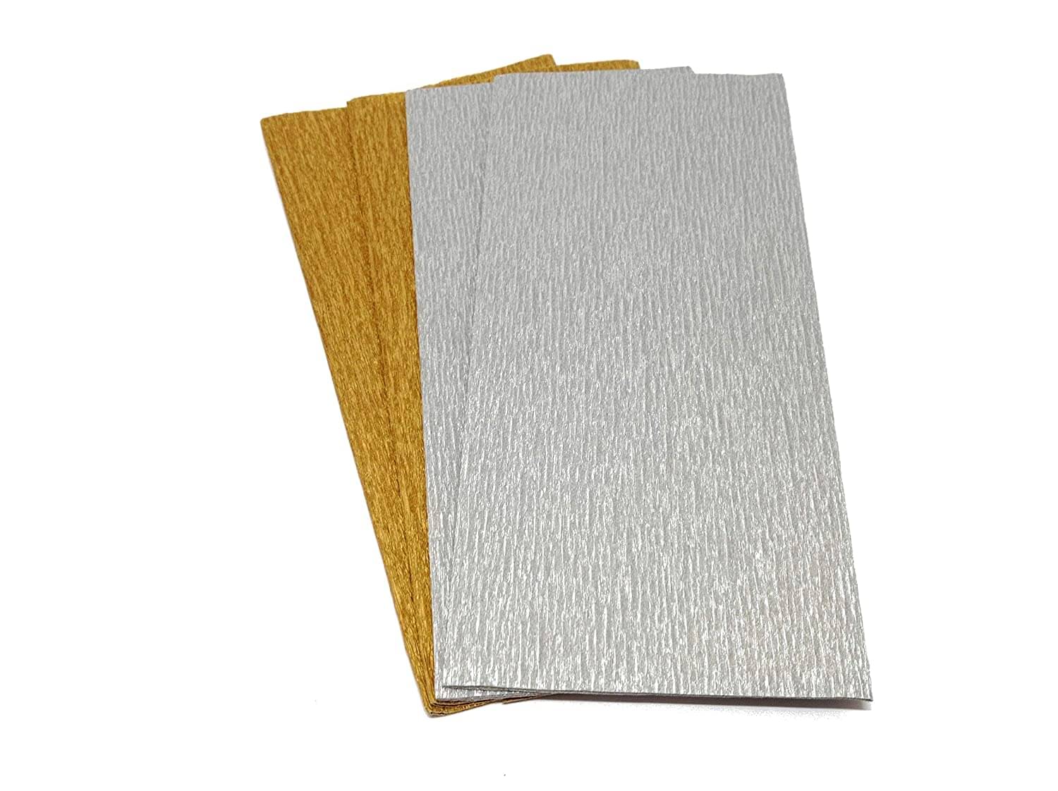     			PRANSUNITA Flower Making Duplex Wrinkled Stretchable Crepe Paper for DIY Flower Making and Wrapping, Size: - 25 x 55 cm - Pack of 4 Sheets (GOLD & SILVER)