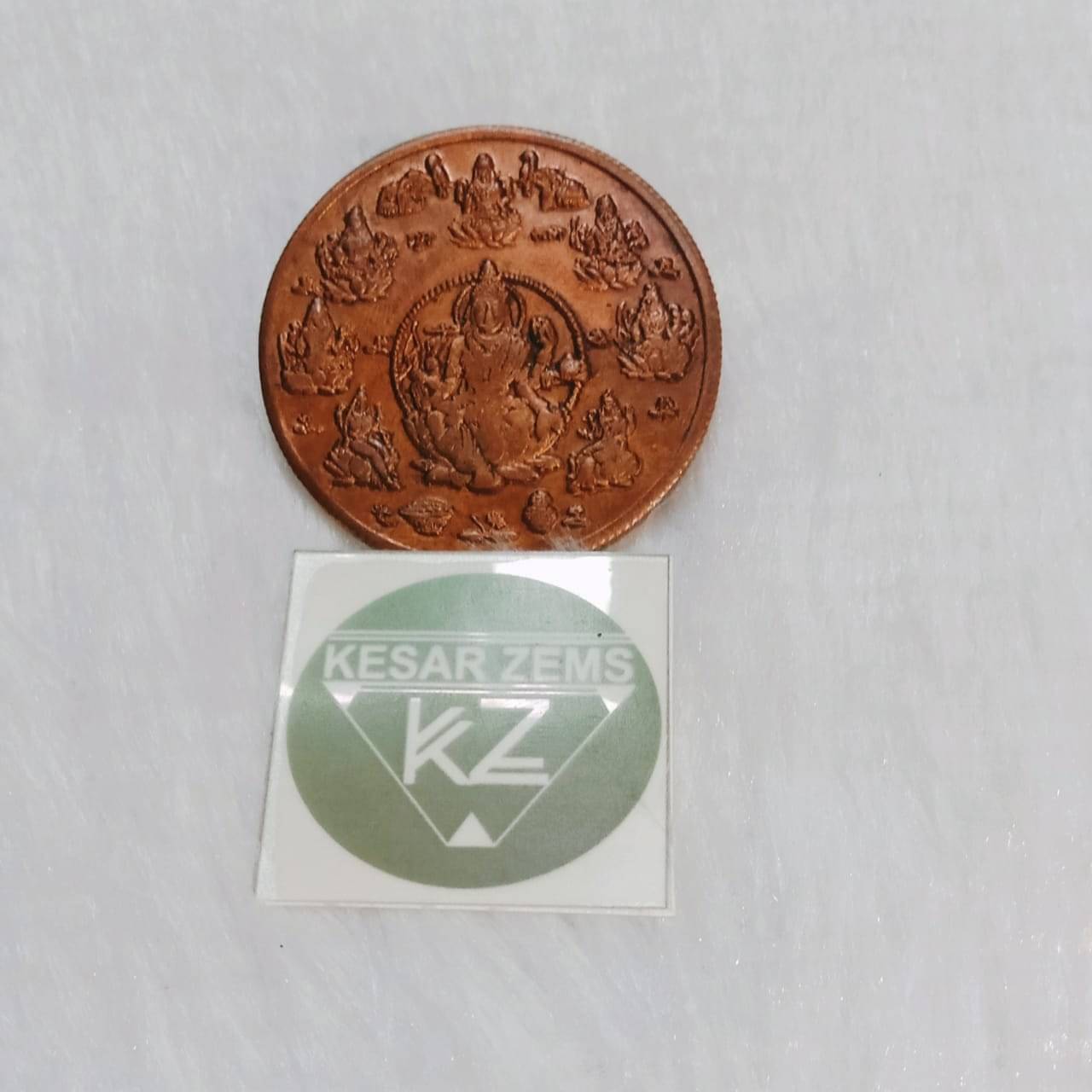     			KESAR ZEMS Goddess Asht Laxmiji EAST INDIA COMPANY ONE ANNA Pure Copper Coin-B For Puja.(4 x 4 x 0.4 Cm, Brown)
