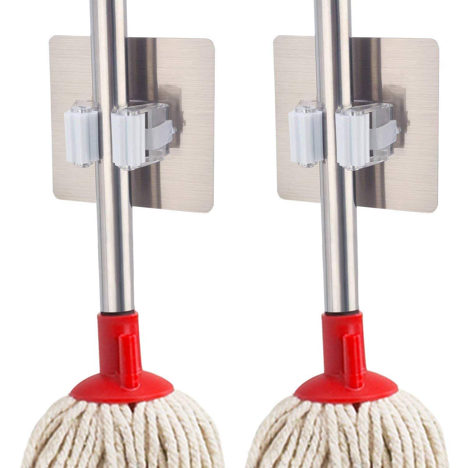     			Magic Sticker Series Self Adhesive Multifunction Wall Mounted Mop Broom Holder for Your Home, Kitchen and Wardrobe (Pack of 2)