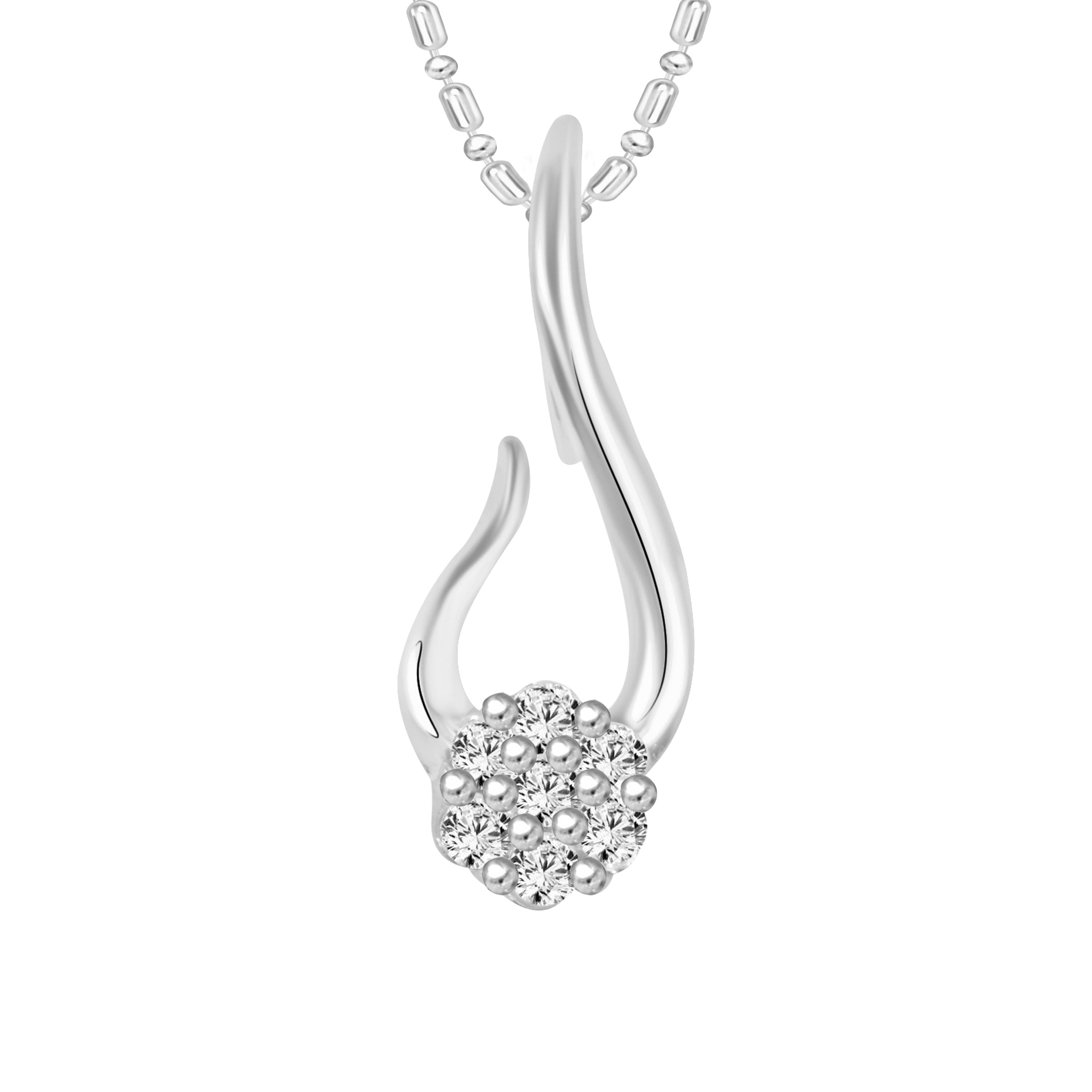     			Vighnaharta Invisible Flower CZ Rhodium Plated Alloy Pendant for Women and Girls-[VFJ1260PR]