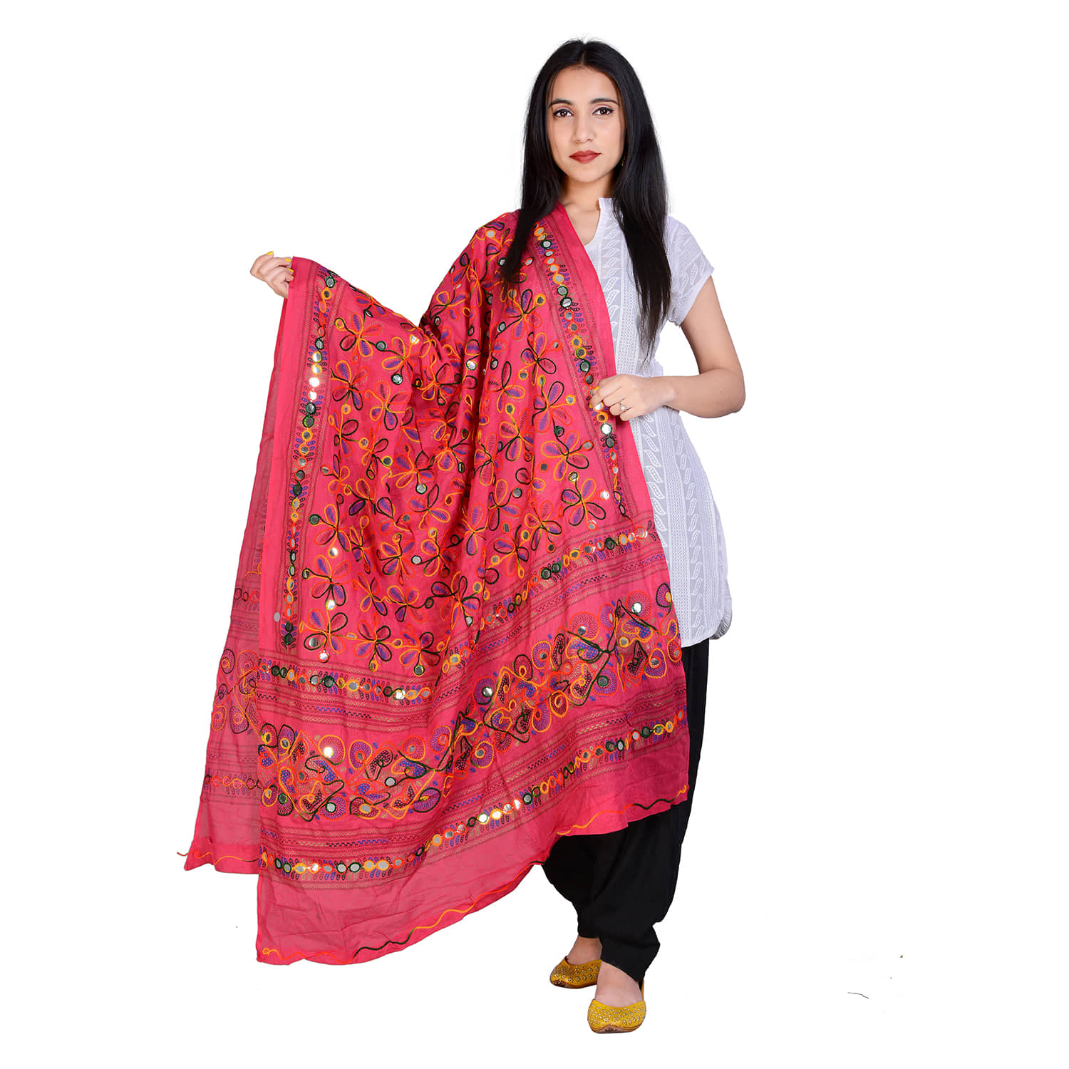 Apratim Pink Cotton Dupatta - Dupattas & Shawls | Buy online on ZillyBuy