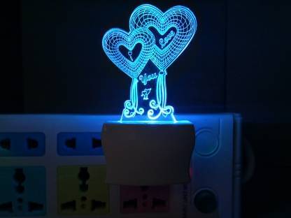     			Jai Ho 3D Illusion I Love You Design Night Lamp with 7 Color Changing Light Night Lamp Multi - Pack of 1