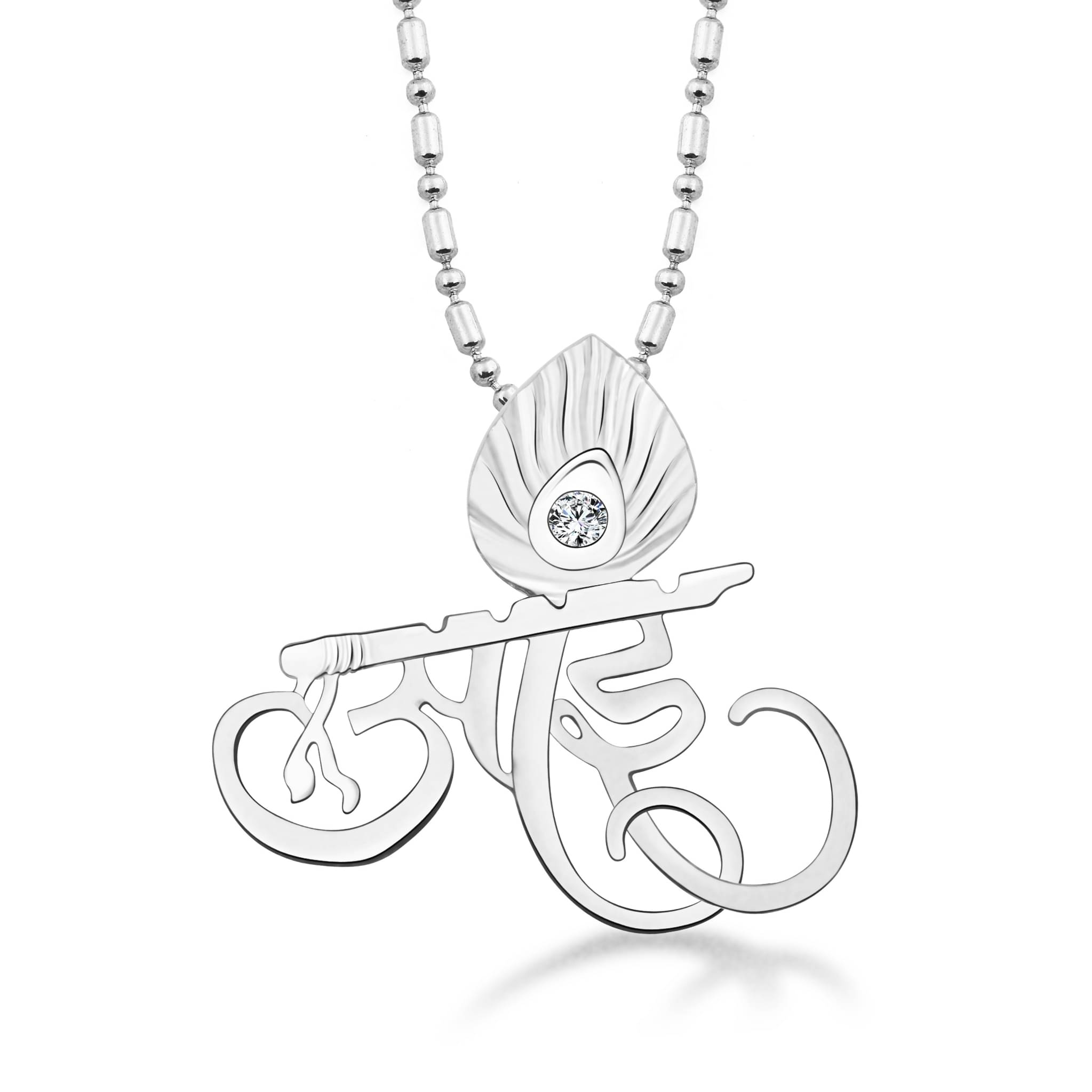     			Vighnaharta Maharashtrian Word Aai CZ Rhodium Plated Alloy Pendant for Men & Women -[VFJ1292PR]