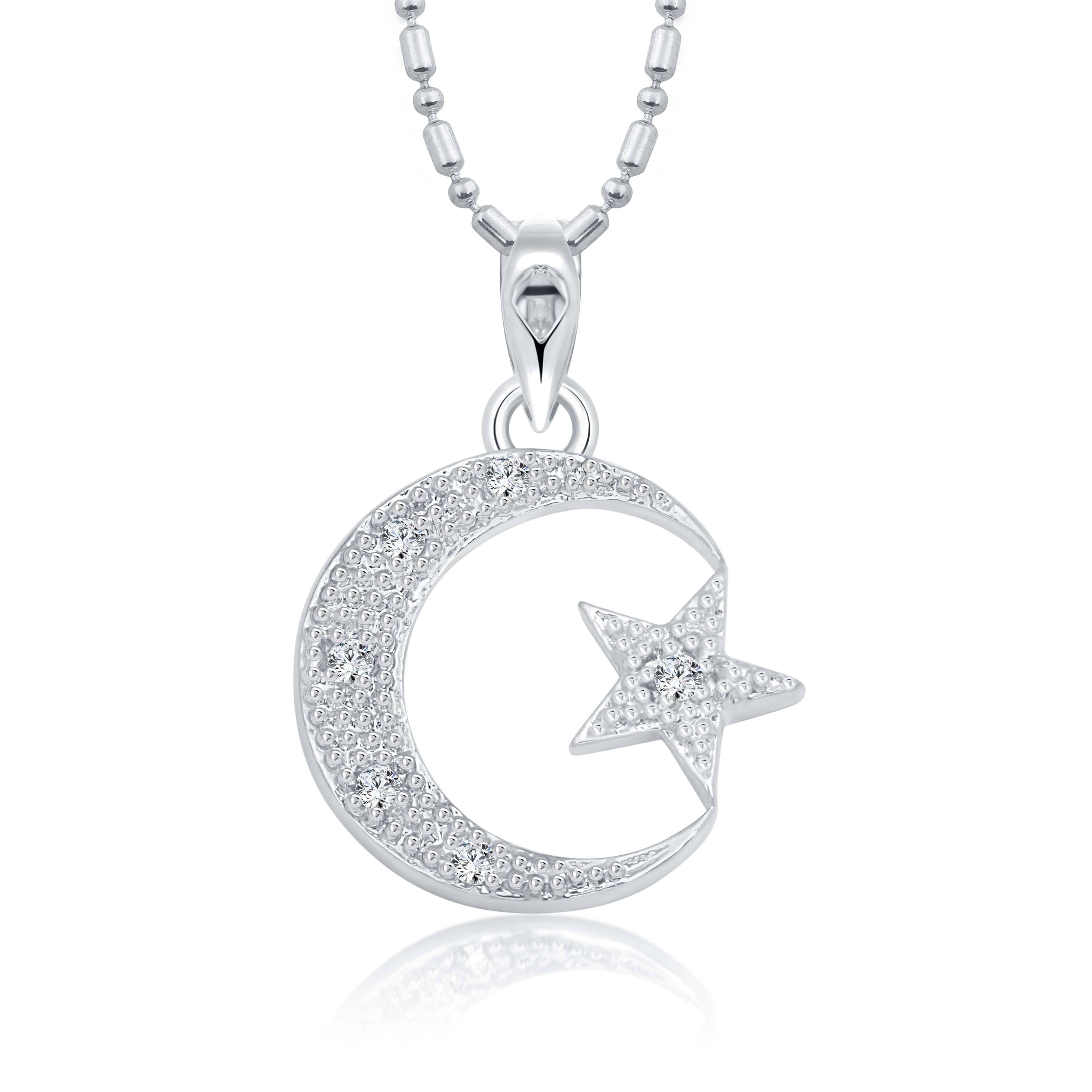     			Vighnaharta Moon & Star CZ Gold and Rhodium Plated Alloy Pendant for Women and Girls -[VFJ1289PR]