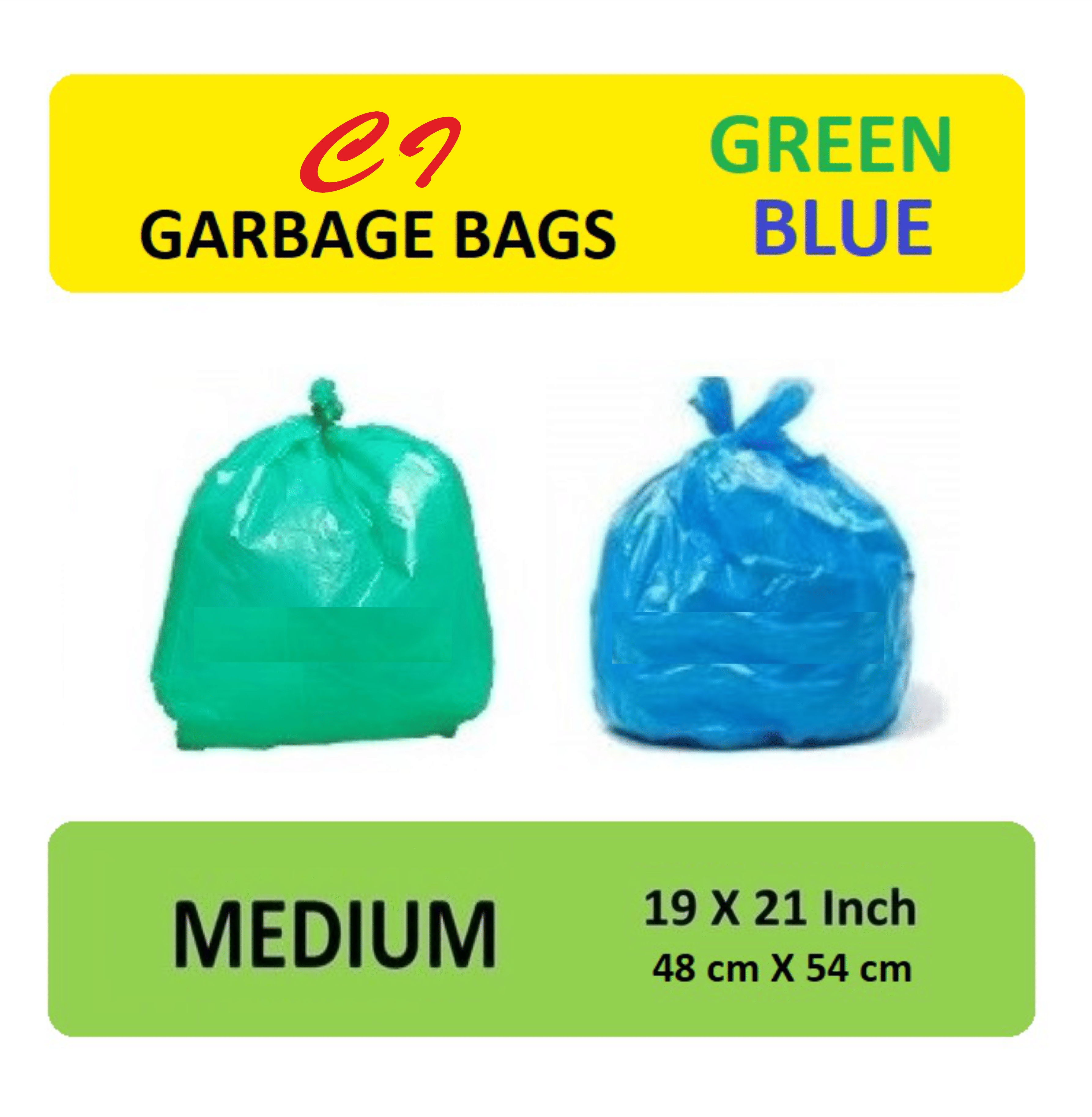     			C-I - 4 Packs Medium Disposable Garbage Bags for Wet and Dry Waste (60 Pcs Blue and 60 pcs Green) -2 Packs Each