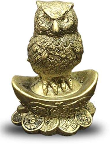     			Feng Shui Owl on Ingot and Wealth Coins for Education Career Success Abundance Prosperity Luck Decorative Showpiece
