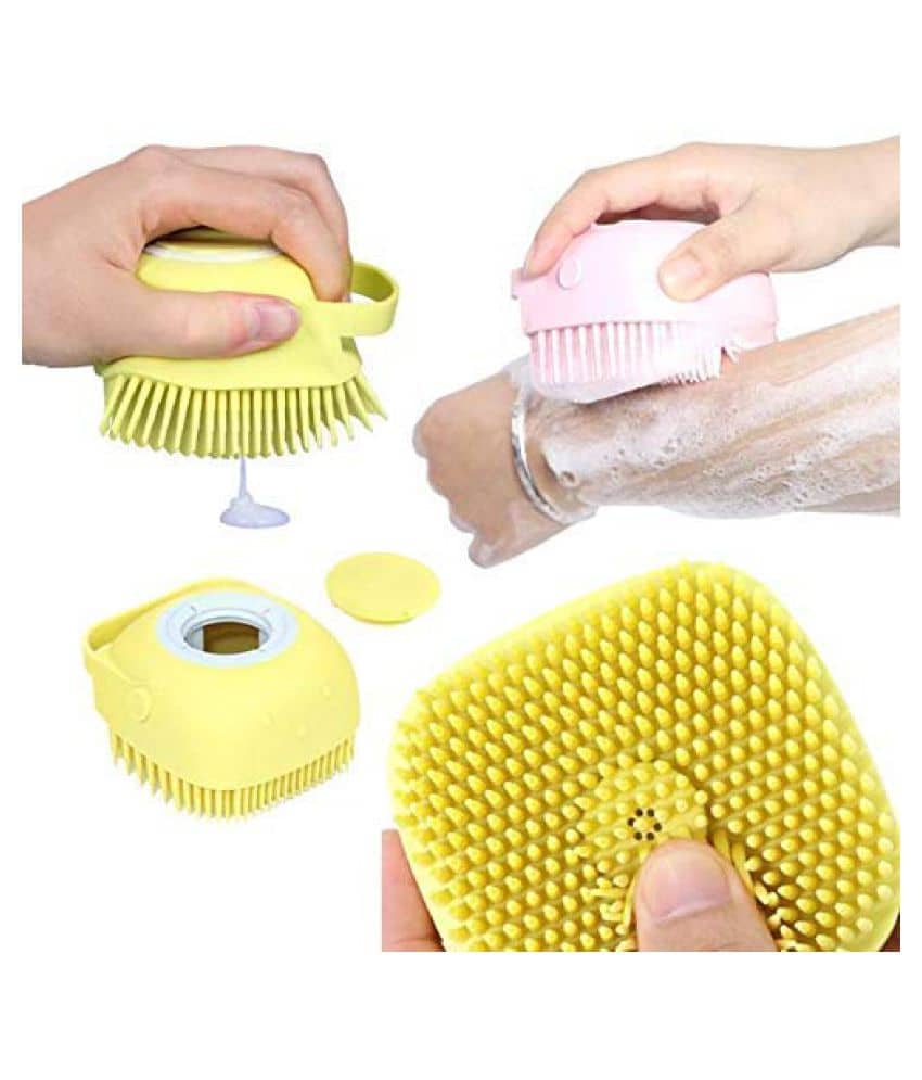 Gatih Scrubber Bathing Brush with Liquid Soap Dispenser No Handle Body Brush - Body Care - Loofah and Other Tools | Buy online on ZillyBuy